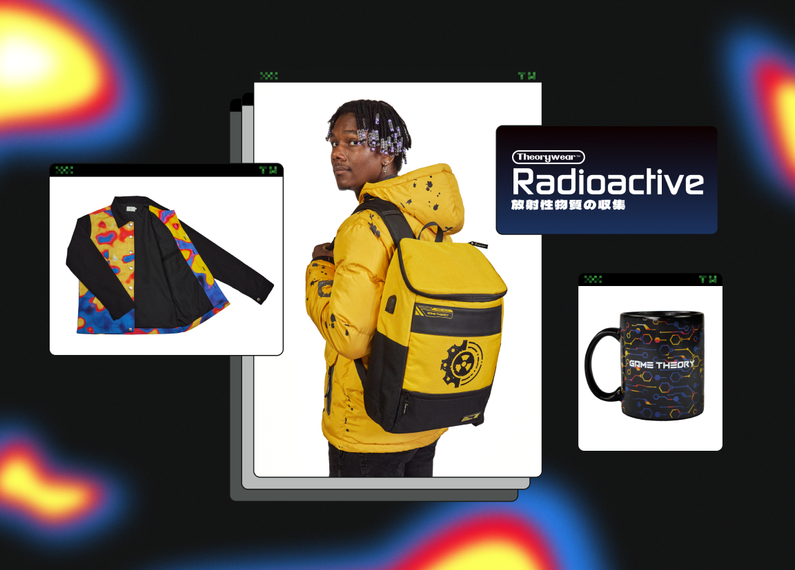 Theorywear Radioactive drop — jacket, backpack, mug